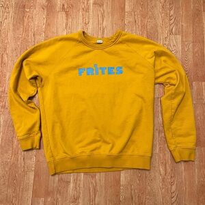 Clare V Golden Crew Neck Sweater with Blue Detail